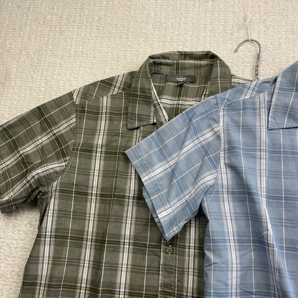 Lot x2 Mountain Ridge Button Up Shirt Mens M  Blue & Green Plaid Short Sleeve - Picture 4 of 16